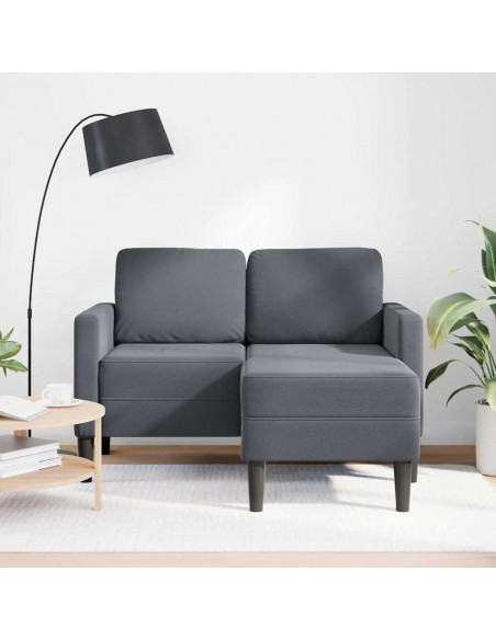 Divano 2 Posti con Chaise a L Grigio scuro 125 cm in Velluto