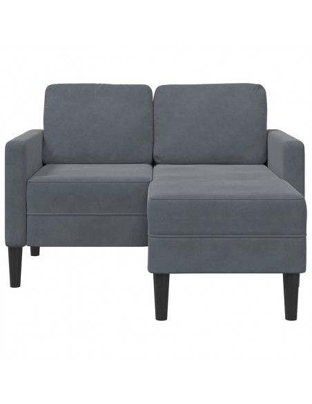 Divano 2 Posti con Chaise a L Grigio scuro 125 cm in Velluto