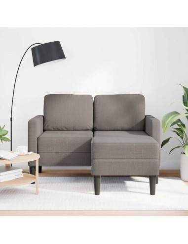 Divano 2 Posti con Chaise a L Tortora 125 cm in Tessuto