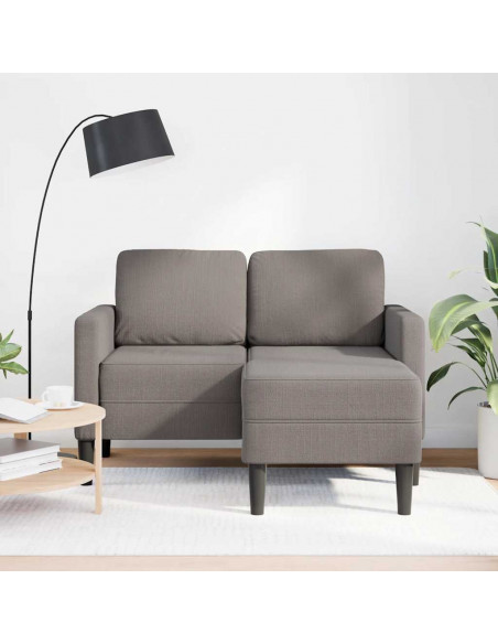 Divano 2 Posti con Chaise a L Tortora 125 cm in Tessuto