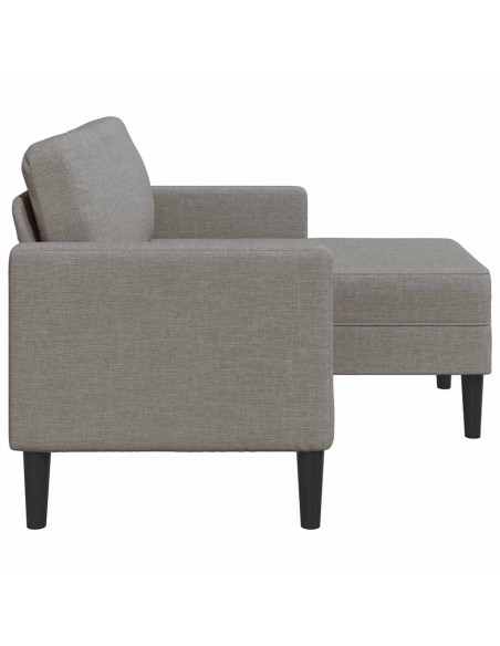 Divano 2 Posti con Chaise a L Tortora 125 cm in Tessuto