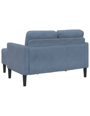 Divano 2 Posti con Chaise longue a L Blu 125 cm in Lino