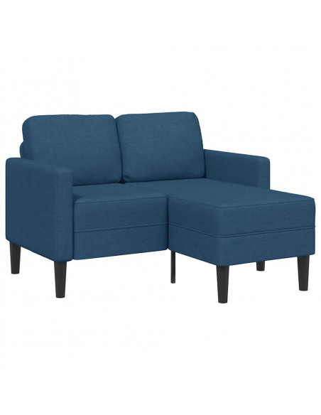 Divano 2 Posti con Chaise longue a L Blu 125 cm in Tessuto