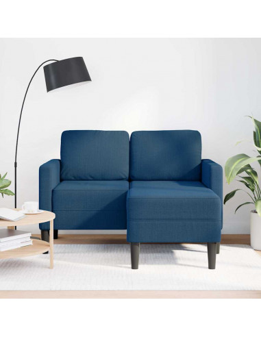Divano 2 Posti con Chaise longue a L Blu 125 cm in Tessuto