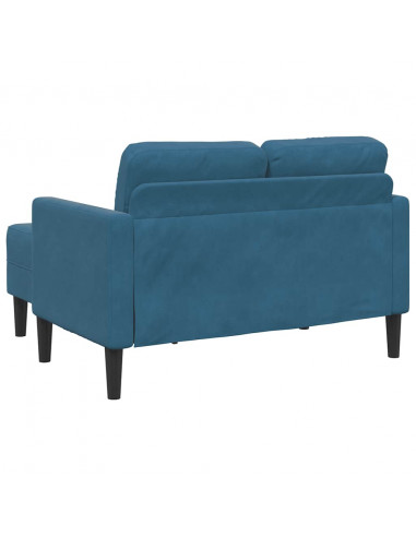 Divano 2 Posti con Chaise longue a L Blu 125 cm in Velluto