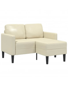 Divano 2 Posti con Chaise longue a L Crema 125 cm in Similpelle