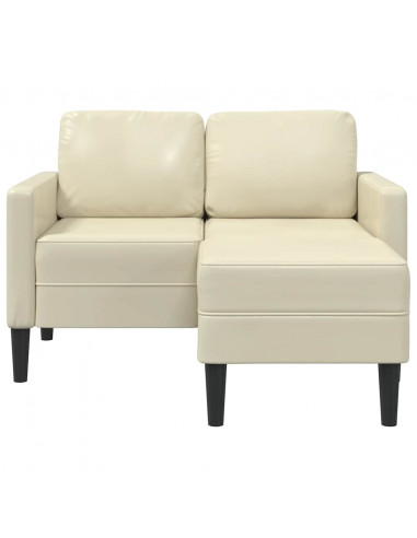 Divano 2 Posti con Chaise longue a L Crema 125 cm in Similpelle