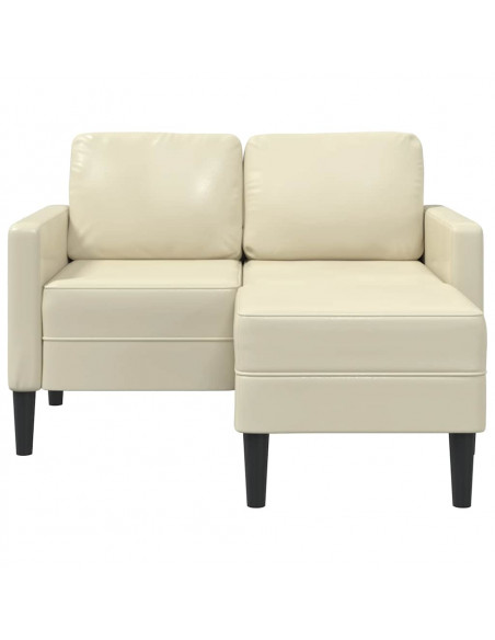 Divano 2 Posti con Chaise longue a L Crema 125 cm in Similpelle