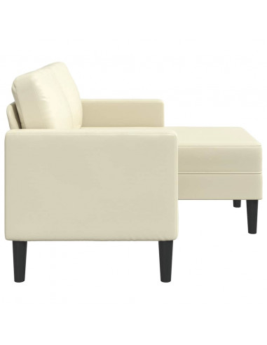 Divano 2 Posti con Chaise longue a L Crema 125 cm in Similpelle