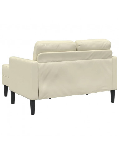 Divano 2 Posti con Chaise longue a L Crema 125 cm in Similpelle