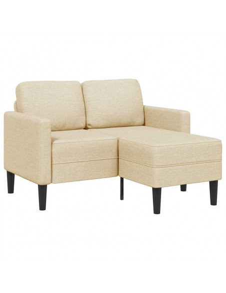 Divano 2 Posti con Chaise longue a L Crema 125 cm in Tessuto