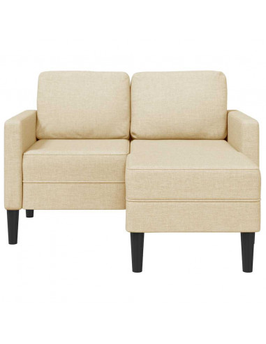 Divano 2 Posti con Chaise longue a L Crema 125 cm in Tessuto