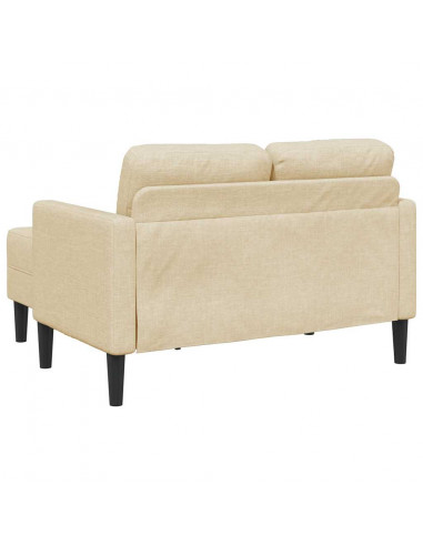 Divano 2 Posti con Chaise longue a L Crema 125 cm in Tessuto