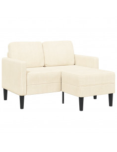 Divano 2 Posti con Chaise longue a L Crema 125 cm Lino