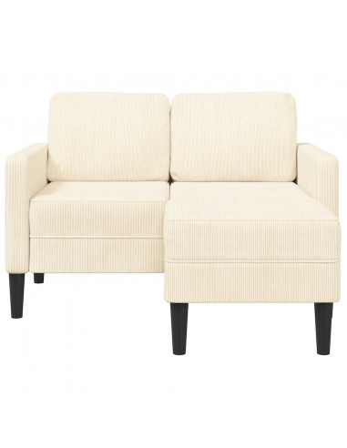 Divano 2 Posti con Chaise longue a L Crema 125 cm Lino