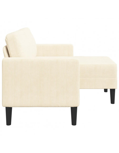 Divano 2 Posti con Chaise longue a L Crema 125 cm Lino