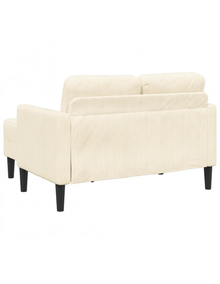 Divano 2 Posti con Chaise longue a L Crema 125 cm Lino