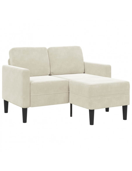 Divano 2 Posti con Chaise longue a L Crema 125 cm Velluto
