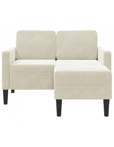 Divano 2 Posti con Chaise longue a L Crema 125 cm Velluto