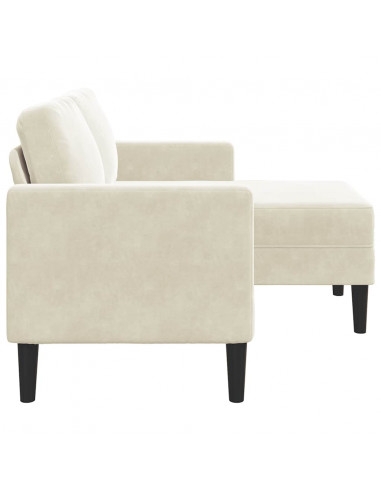 Divano 2 Posti con Chaise longue a L Crema 125 cm Velluto