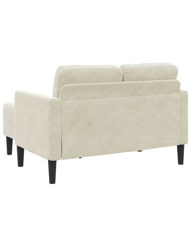 Divano 2 Posti con Chaise longue a L Crema 125 cm Velluto