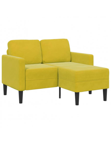 Divano 2 Posti con Chaise longue a L Giallo 125 cm Velluto