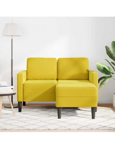 Divano 2 Posti con Chaise longue a L Giallo 125 cm Velluto
