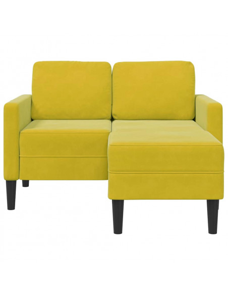 Divano 2 Posti con Chaise longue a L Giallo 125 cm Velluto