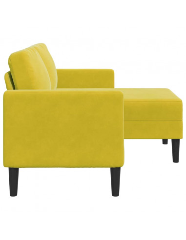 Divano 2 Posti con Chaise longue a L Giallo 125 cm Velluto
