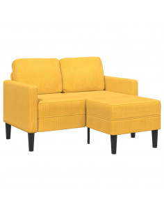 Divano 2 Posti con Chaise longue a L Giallo Chiaro 125 cm Lino