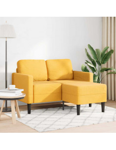 Divano 2 Posti con Chaise longue a L Giallo Chiaro 125 cm Lino 2