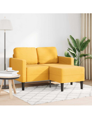 Divano 2 Posti con Chaise longue a L Giallo Chiaro 125 cm Lino