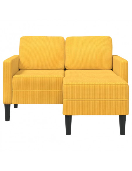 Divano 2 Posti con Chaise longue a L Giallo Chiaro 125 cm Lino