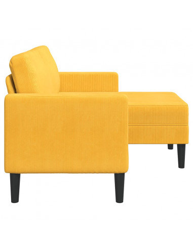 Divano 2 Posti con Chaise longue a L Giallo Chiaro 125 cm Lino