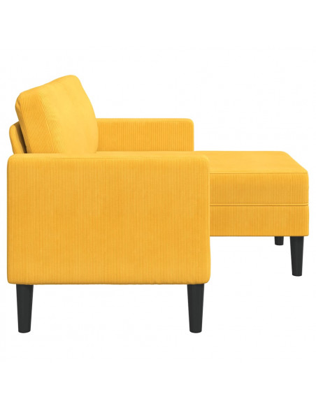 Divano 2 Posti con Chaise longue a L Giallo Chiaro 125 cm Lino