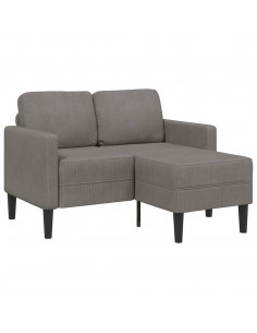 Divano 2 Posti con Chaise longue a L Grigio Chiaro 125 cm Lino