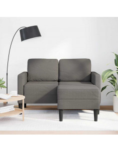 Divano 2 Posti con Chaise longue a L Grigio Chiaro 125 cm Lino 2