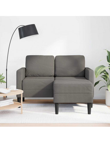 Divano 2 Posti con Chaise longue a L Grigio Chiaro 125 cm Lino