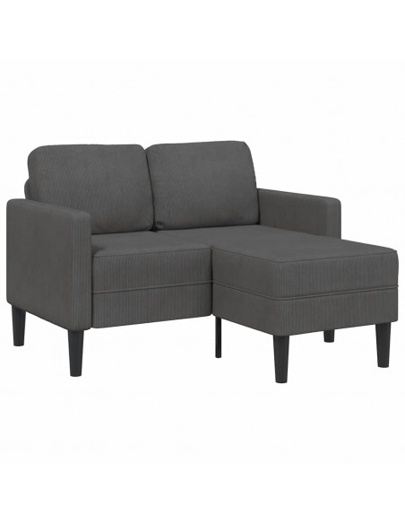 Divano 2 Posti con Chaise longue a L Grigio Scuro 125cm in Lino