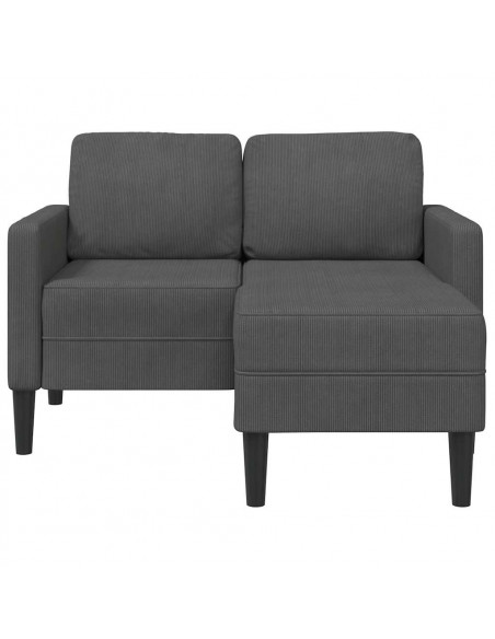 Divano 2 Posti con Chaise longue a L Grigio Scuro 125cm in Lino