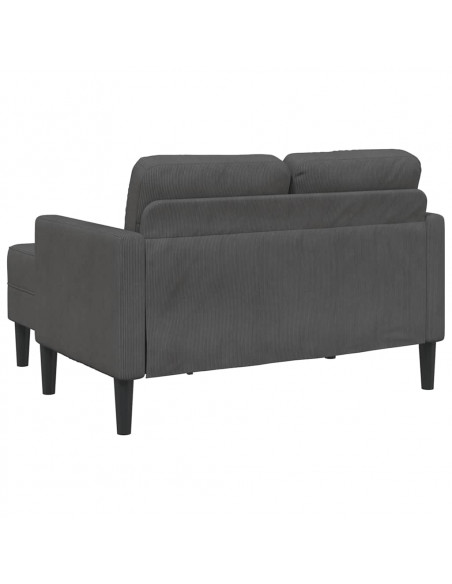 Divano 2 Posti con Chaise longue a L Grigio Scuro 125cm in Lino