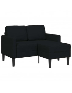 Divano 2 Posti con Chaise longue a L Nera 125 cm in Tessuto