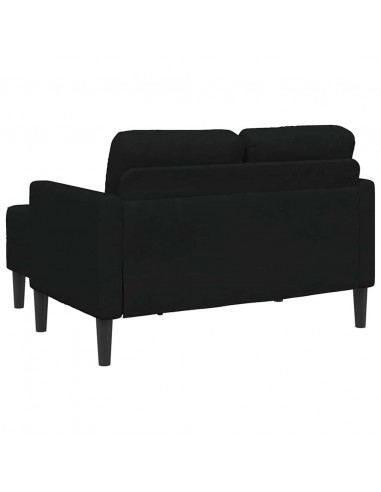 Divano 2 Posti con Chaise longue a L Nera 125 cm in Tessuto