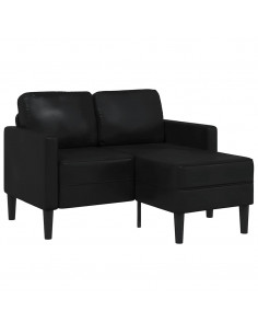 Divano 2 Posti con Chaise longue a L Nero 125 cm in Similpelle