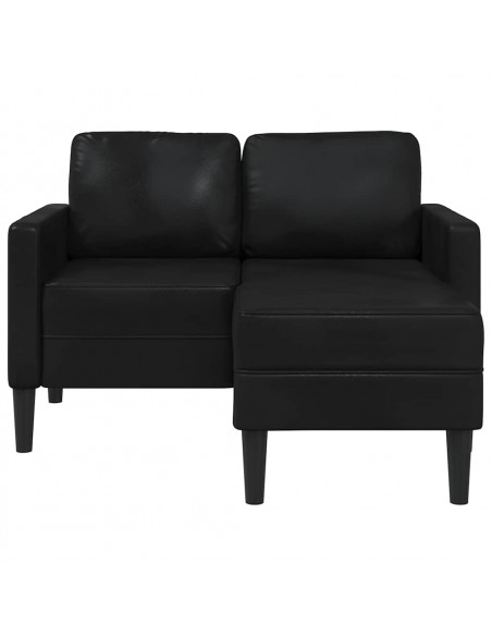 Divano 2 Posti con Chaise longue a L Nero 125 cm in Similpelle