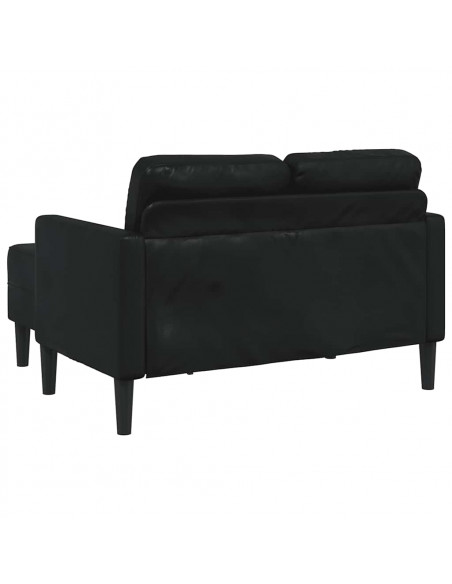 Divano 2 Posti con Chaise longue a L Nero 125 cm in Similpelle