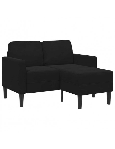 Divano 2 Posti con Chaise longue a L Nero 125 cm Velluto