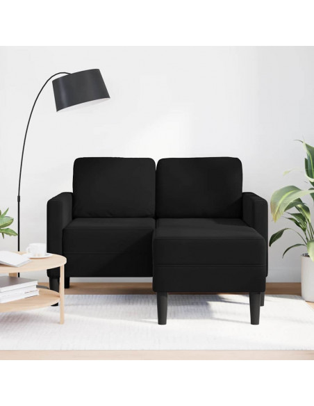 Divano 2 Posti con Chaise longue a L Nero 125 cm Velluto