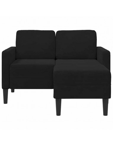 Divano 2 Posti con Chaise longue a L Nero 125 cm Velluto