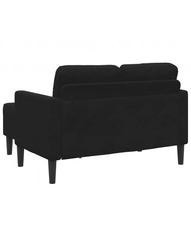 Divano 2 Posti con Chaise longue a L Nero 125 cm Velluto